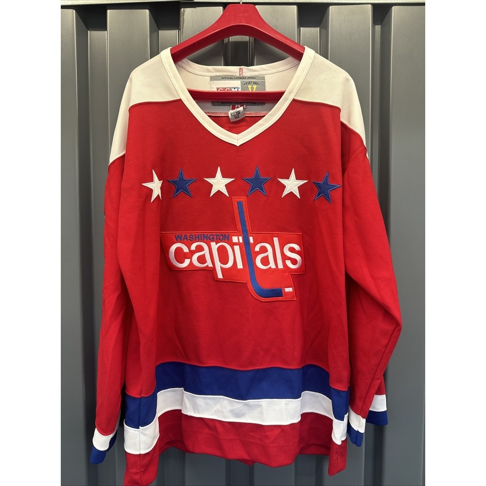 Vintage Washington Capitals #5 Langway Mens Size 52 Red CCM Center Ice